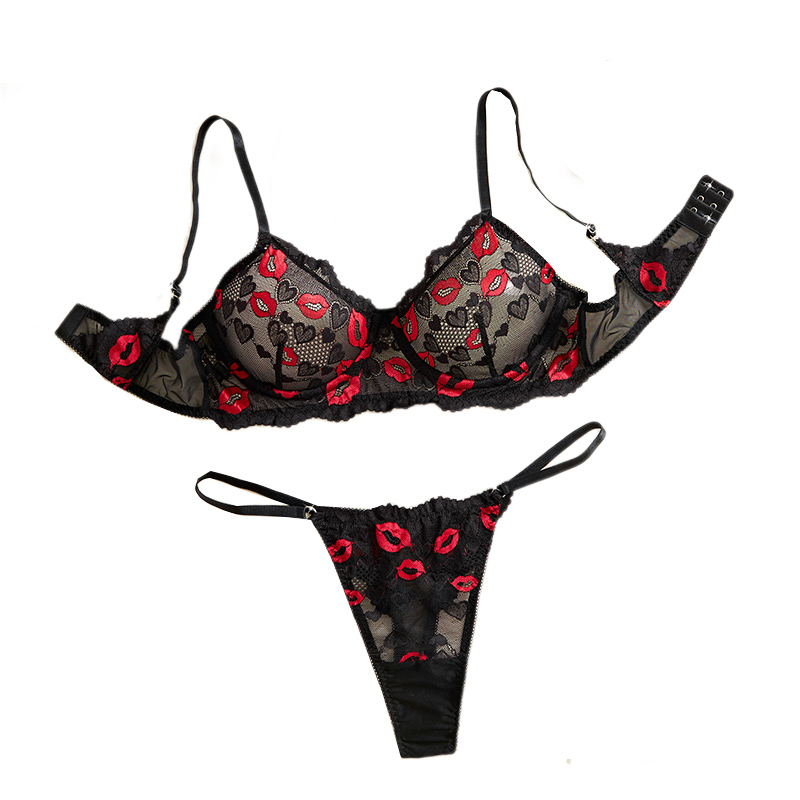 Sewing Nylon - Transparent Lace Underwear Sexy Lingerie Set