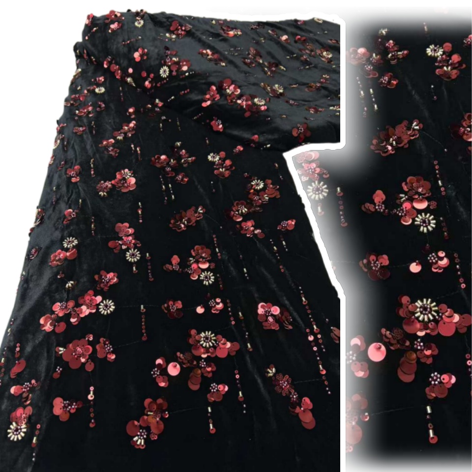 African Sequins Velvet Lace Fa - огляд і ціна Sewing Velvet Fabric