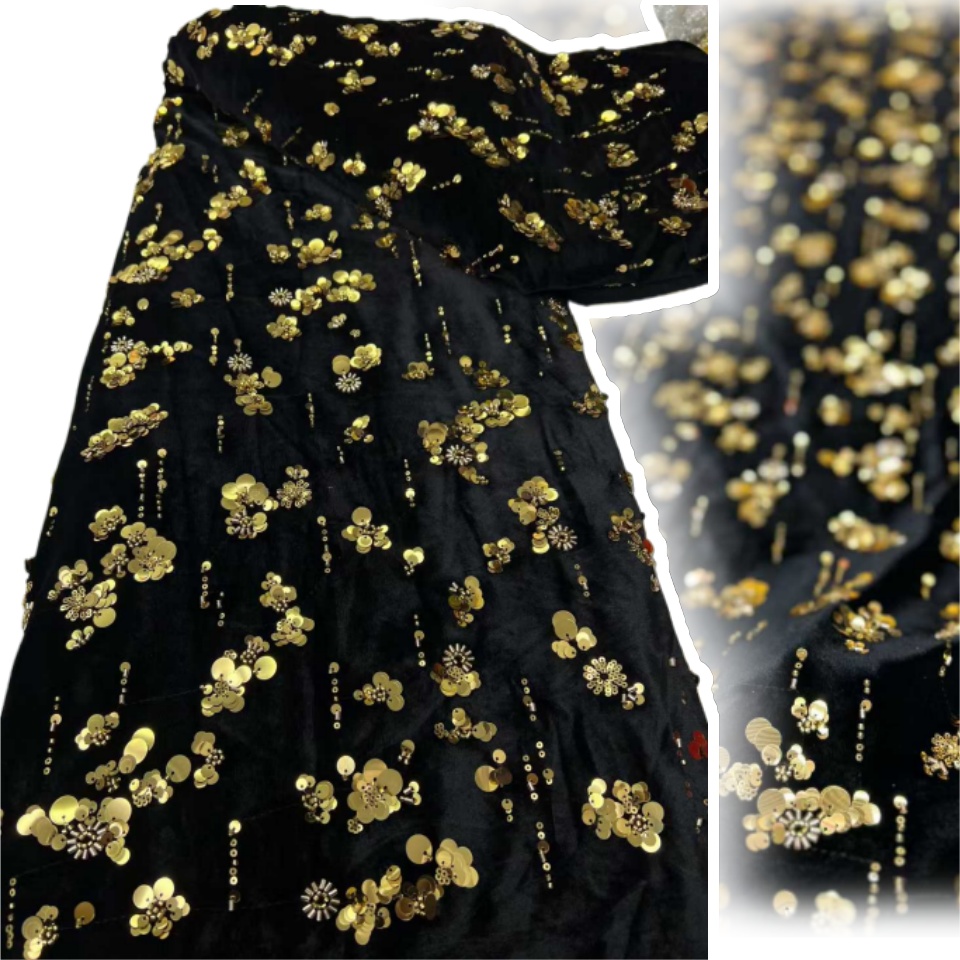 African Sequins Velvet Lace Fa - огляд і ціна Sewing Velvet Fabric